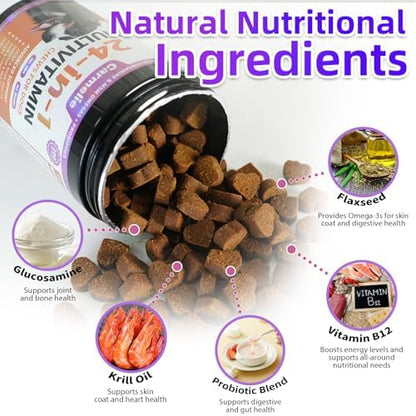 Carmelie Dog Vitamins, 24 in 1 Dog Multivitamins is Human Grade, 200 Chews