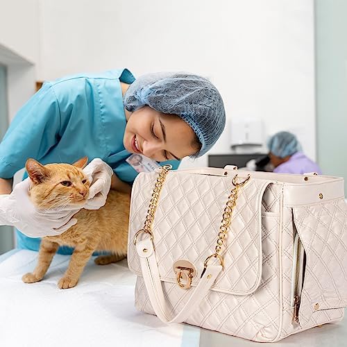 Fashion Pet Carrier Dogs Cat Small Animals Purse Bag, Leather Pet Carriers Dog Puppy Kitten Tote Travel Handbag TSA Airline-Approved