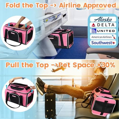 Petskd Top-Expandable Small Pet Carrier 17"x11"x9.5" Airline Approved