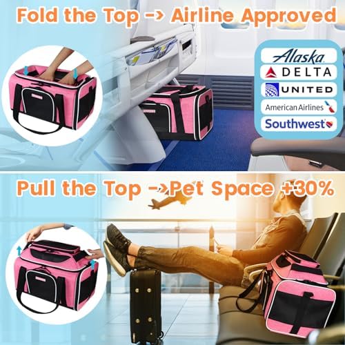 Petskd Top-Expandable Small Pet Carrier 17"x11"x9.5" Airline Approved