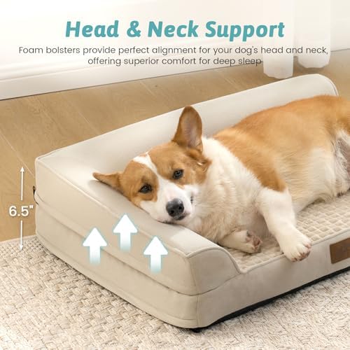 COZY KISS Orthopedic Dog Bed for Medium Small Size Dogs, L Shaped 30x20 in
