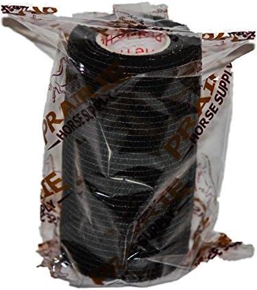 3 Inch Self Adhesive Bandage Wrap - Self-Sticking Vet Wrap - Black, 12 Pack
