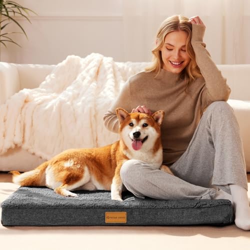 Patas Lague Orthopedic Medium Dog Bed Pet Sofa Mat 30''X20'' Dark Grey