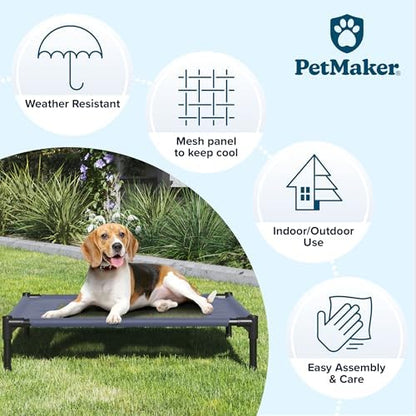 Elevated Dog Bed - 30x24-Inch Portable Pet Bed with Non-Slip Feet - Indoor/Outdoor Dog Cot or Puppy Bed for Pets up to 50lbs by PETMAKER (Blue)