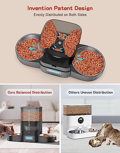 HoneyGuaridan Automatic Cat Feeder for 2 Cats,Cat Food Dispenser