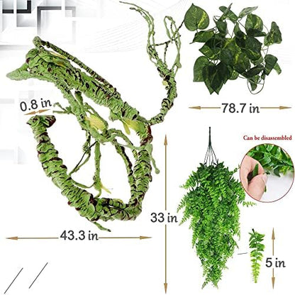 Hamiledyi Fake Reptile Plants for Terrarium, Bendable Snake Climbing Vine