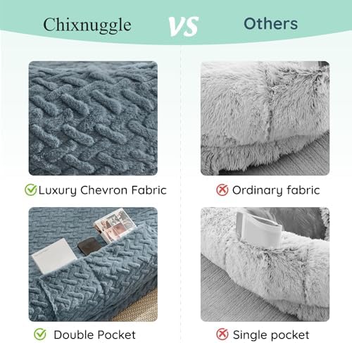 ChiXnuggle Orthopedic Human Dog Bed,with Faux Fur Washable Cover,Blanket