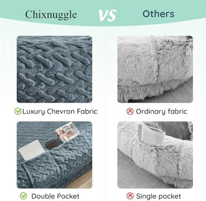 ChiXnuggle Orthopedic Human Dog Bed,with Faux Fur Washable Cover,Blanket