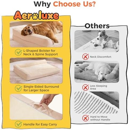 XL Orthopedic Dog Bed for Large Sized Dogs, 42"x30"x7.5", Beige