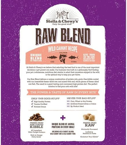 Stella & Chewy's Raw Blend Premium Kibble Cat Food – Grain Free, Protein Rich Meals – Wild-Caught Fish Recipe – 5 lb. Bag (Pack of 2)