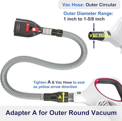Dog Brush Vacuum Attachment with 1"-1.75" Universal Adapters for Vacuum Cleaners, Pet Hair Shedding Grooming Tool Kit with Long Extension Hose
