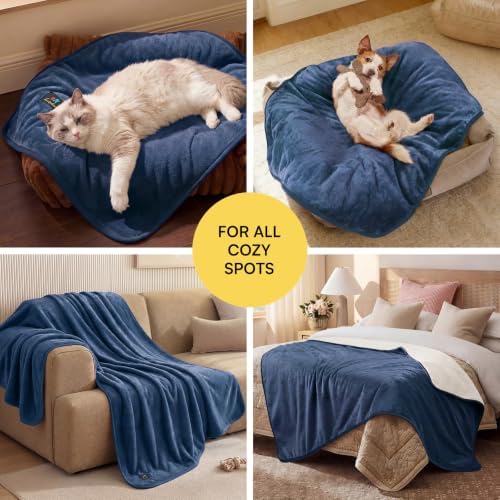 Luciphia Waterproof Pet Blanket, Washable Reversible Sherpa Fleece Throw
