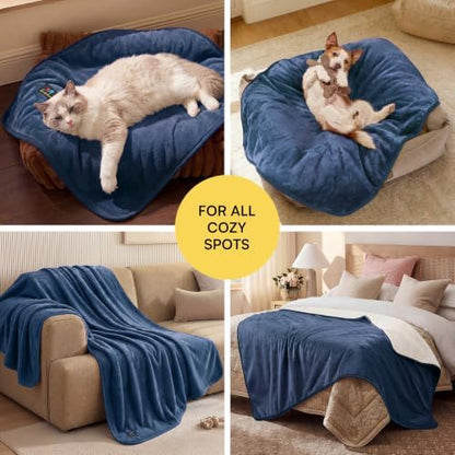 Luciphia Waterproof Pet Blanket, Washable Reversible Sherpa Fleece Throw
