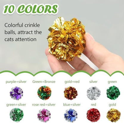 Silkfly 200 Pcs Polyester Film Crinkle Balls Cat Toys 2.36" Crinkle Ball
