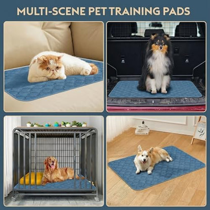 FunFurry Washable Pee Pads for Dogs - 2 Pack Reusable Pee Pads，Waterproof Puppy Pads，Pet Training Pads，Super Absorbent with Dog Paw Shape Non-Slip Backing (Blue, 36" X 48" - 2 Pack)