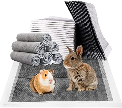 Fhiny Rabbit Pee Pads, 18" x 24" 50 PCS Disposable Guinea Pig Pads Leak-Proof Super Absorbent Potty Training Pad with Quick-Dry Surface for Bunny Guinea Pig Cats or Small Pets