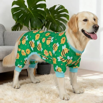 KYEESE Velvet Dog Pajamas for Medium Large Dogs Soft Onesie, Little Bee