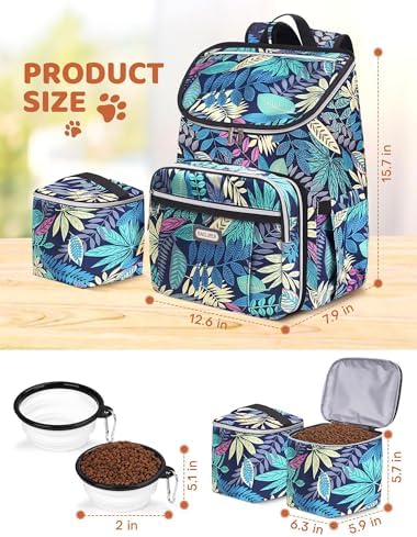BAGLHER Travel Dog Backpack - Detachable Travel Pet Supplies Gear Backpack,Dog Bag for Traveling with 2 Silicone Collapsible Bowls and 2 Storage Baskets