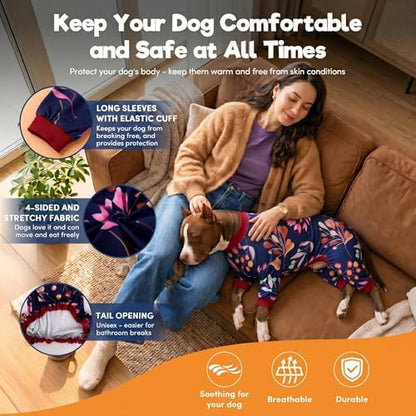 LovinPet Dog Clothing, Large Weimaraner Jammies, Navy Berries Print, XL