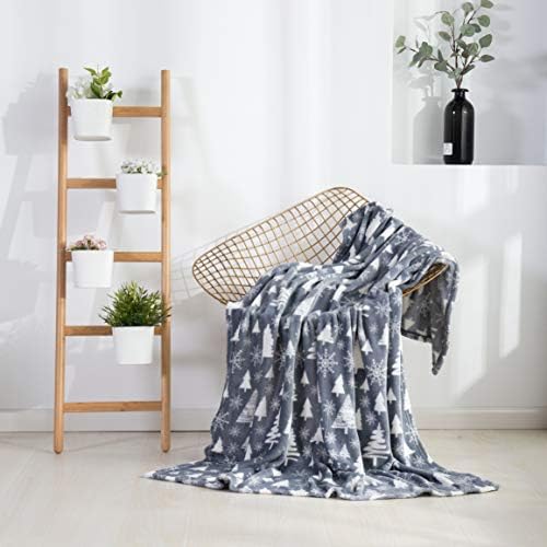Valerian Luxury Velvet Super Soft Light Weight Blanket Prints Fleece Throw - All Year Round Home Decor, Fuzzy Warm and Cozy Throws, Couch and Gift, 50 x 60 inch, Gray Tree