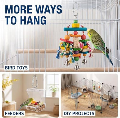10 Pcs Silvery Parrot Toy Hook Stainless Steel Parts Heavy Duty Metal Hooks Suitable for Most Bird Or Small Animal Hanging Toys Parrot Bird Hooks Metal Stainless Steel Parts DIY Bulk Birds