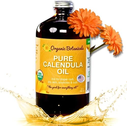 Calendula Oil Organic for Skin- Trauma Skincare from Local Infused Calendula Flowers, Eczema Oil, Certified Organic, 32 Oz
