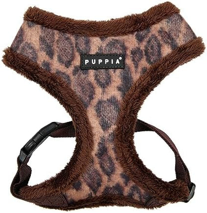 Puppia Kovo Dog Harness Over-The-Head Warm Winter Leopard Pattern Adjustable Chest for Small and Medium Dog, Brown, Medium