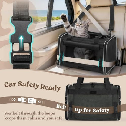 rabbitgoo Cat Carrier Soft with Rollable Flap, Travel Safe for Car Airline