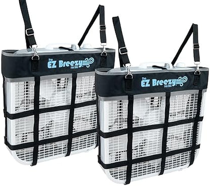 Southwestern Equine EZ Breezy Box Fan Holder, Horse Stall Classic Fan Bag, Stable Supplies, Horse Fan (2 Pack Black)