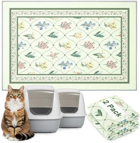 Bienbee Cat Litter Mat, 2 Pack 33" x 22" Machine Washable for Litter Boxes