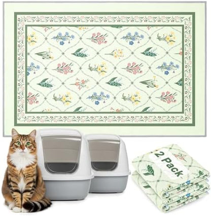 Bienbee Cat Litter Mat, 2 Pack 33" x 22" Machine Washable for Litter Boxes