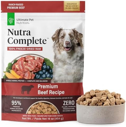 ULTIMATE PET NUTRITION Nutra Complete Freeze-Dried Raw Dog Food, Beef 1lb