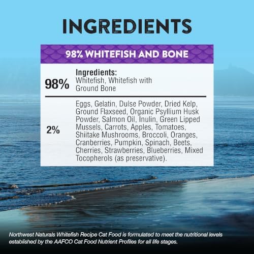 Northwest Naturals Freeze-Dried Whitefish Cat & Kitten Food – Bite-Sized Nibbles, Healthy, Limited, Human-Grade Ingredients, All-Natural, High-Protein Raw Diet, Complete & Balanced, Grain-Free – 11 oz