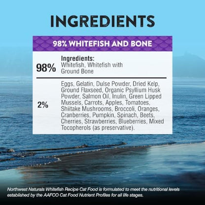 Northwest Naturals Freeze-Dried Whitefish Cat & Kitten Food – Bite-Sized Nibbles, Healthy, Limited, Human-Grade Ingredients, All-Natural, High-Protein Raw Diet, Complete & Balanced, Grain-Free – 11 oz