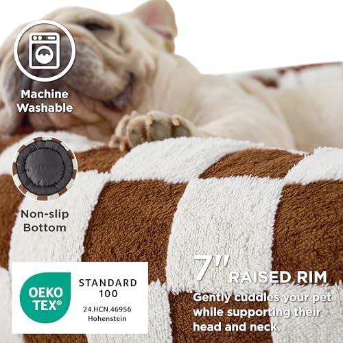 LE SURE Shown on TV Jacquard Donut Cute Small Dog Beds，Brown 23x23x7in