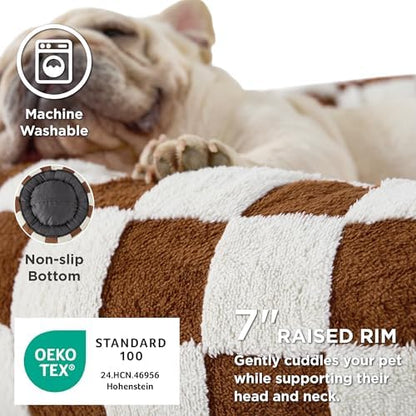 LE SURE Shown on TV Jacquard Donut Cute Small Dog Beds，Brown 23x23x7in