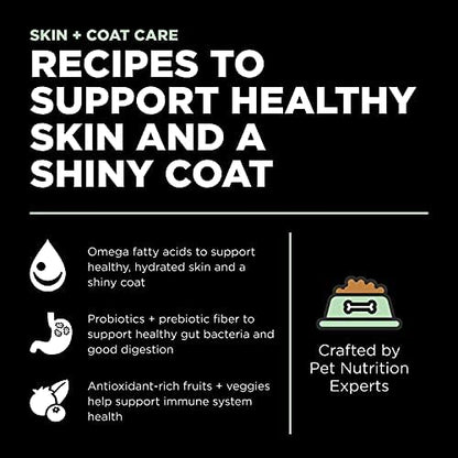 Go! Solutions Skin + Coat Care Turkey Dry Dog Food with Grains, Chicken-Free, Healthy Kibble with Omega-3s & 6s for Soft, Shiny Fur, for Puppies, Adults, & Seniors, 3.5 lb Bag