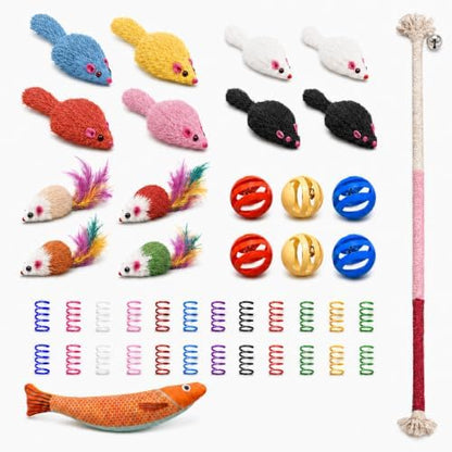 Cat Toys for Indoor Cats, 44 Pack Interactive Cat Toy Set for Kitten