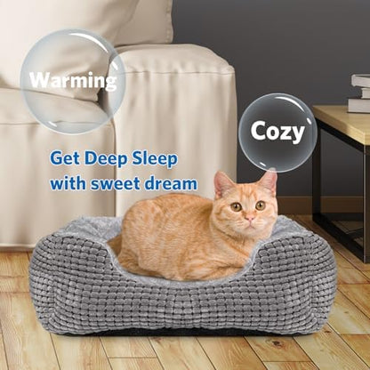 MARUNDA Heated Cats Bed for Indoor Use, Electric Heated Pets Heating for and Small Dogs, Washable Pets Bed with Automatic Heating Pad (23x20x7 Grey)