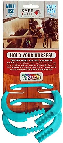Injuries Preventing Horse Tether Tie - Portable, Versatile & Reusable Breakaway Horse Tie, Quick Release Under Heavy Pressure w/ 5 Loop Settings, Multi-Purpose Horse Clip (2 pcs Sky Blue)
