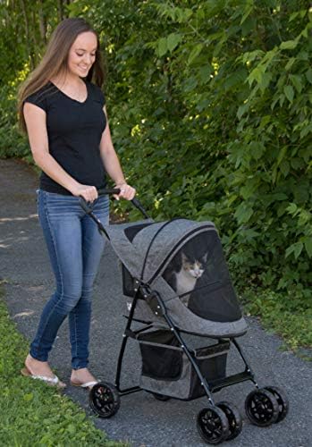 Pet Gear No-Zip Happy Trails Lite Pet Stroller, Classic Grey-Zippered