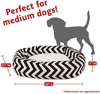 Majestic Pet Chevron Sherpa Bagel Bed, Black, 32-Inch
