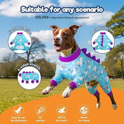 LovinPet Giant Dog Pajamas, pet PJs, Wild Horse Prints, Rainbow, 3XL