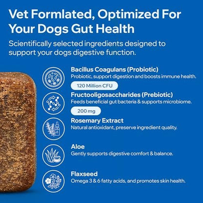 Dog Probiotics For Gut Health, Digestive Health, Sensitive Stomach, Diarrhea, Immunity, Skin/Coat - Probiotics Prebiotics for Dogs - Digestive Enzymes for Gut Flora - Constipation & Gas Relief for Dog