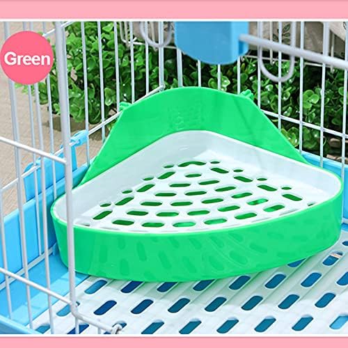 kathson Triangle Potty Trainer Corner Bunny Toilet Guinea Pig Litter Bedding Plastic Box Pet Pan for Rabbit Chinchilla Hamster Ferret Small Animal (Green)