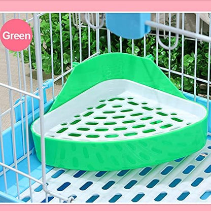 kathson Triangle Potty Trainer Corner Bunny Toilet Guinea Pig Litter Bedding Plastic Box Pet Pan for Rabbit Chinchilla Hamster Ferret Small Animal (Green)