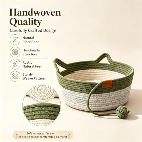 Instinct Basket for Cats, Stimulic Handwoven Cat Basket(Grey,Medium)