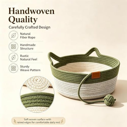 Instinct Basket for Cats, Stimulic Handwoven Cat Basket(Grey,Medium)