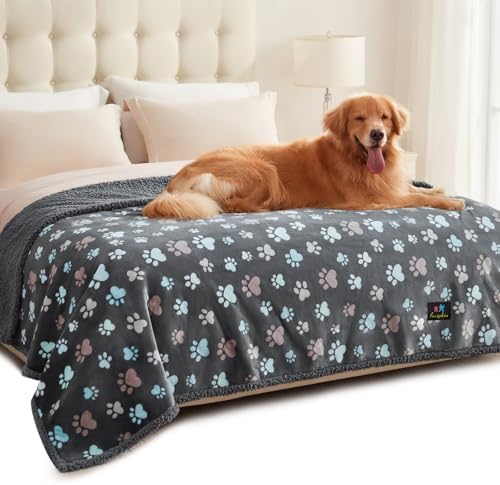 Luciphia Waterproof Dog Blanket Reversible Sherpa Fleece for Large Dogs Cat