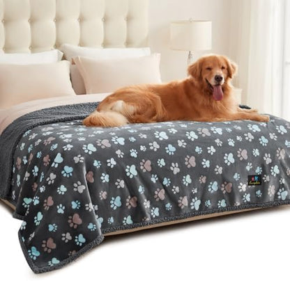 Luciphia Waterproof Dog Blanket Reversible Sherpa Fleece for Large Dogs Cat